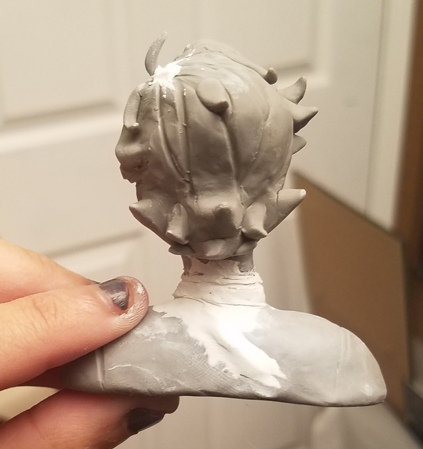 Back view of the Dante bust. In progress sculpting.